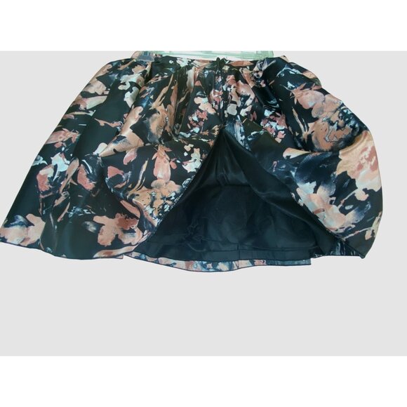 Floral A Line Skirt Black Blush Watercolor Print Size 7 Feminine Cute Boho Girly - Picture 5 of 8
